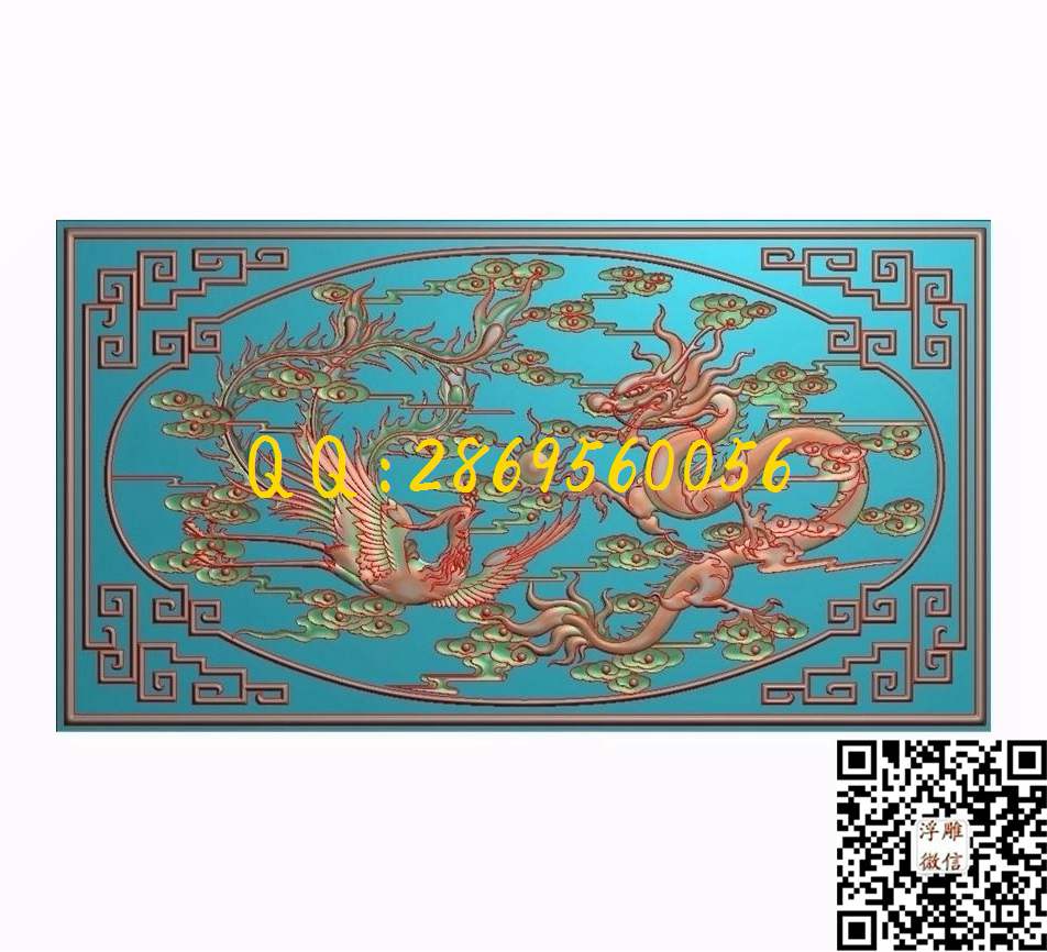 龙凤戏珠2 268-146-2_龙凤呈祥仿古龙凤门板背板精雕图浮雕图